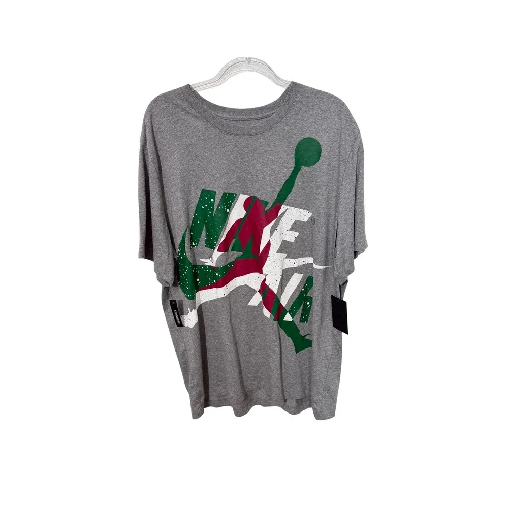Jordan T-Shirt Men's XXL Gray Jumpman Nike Graphic Short Sleeve